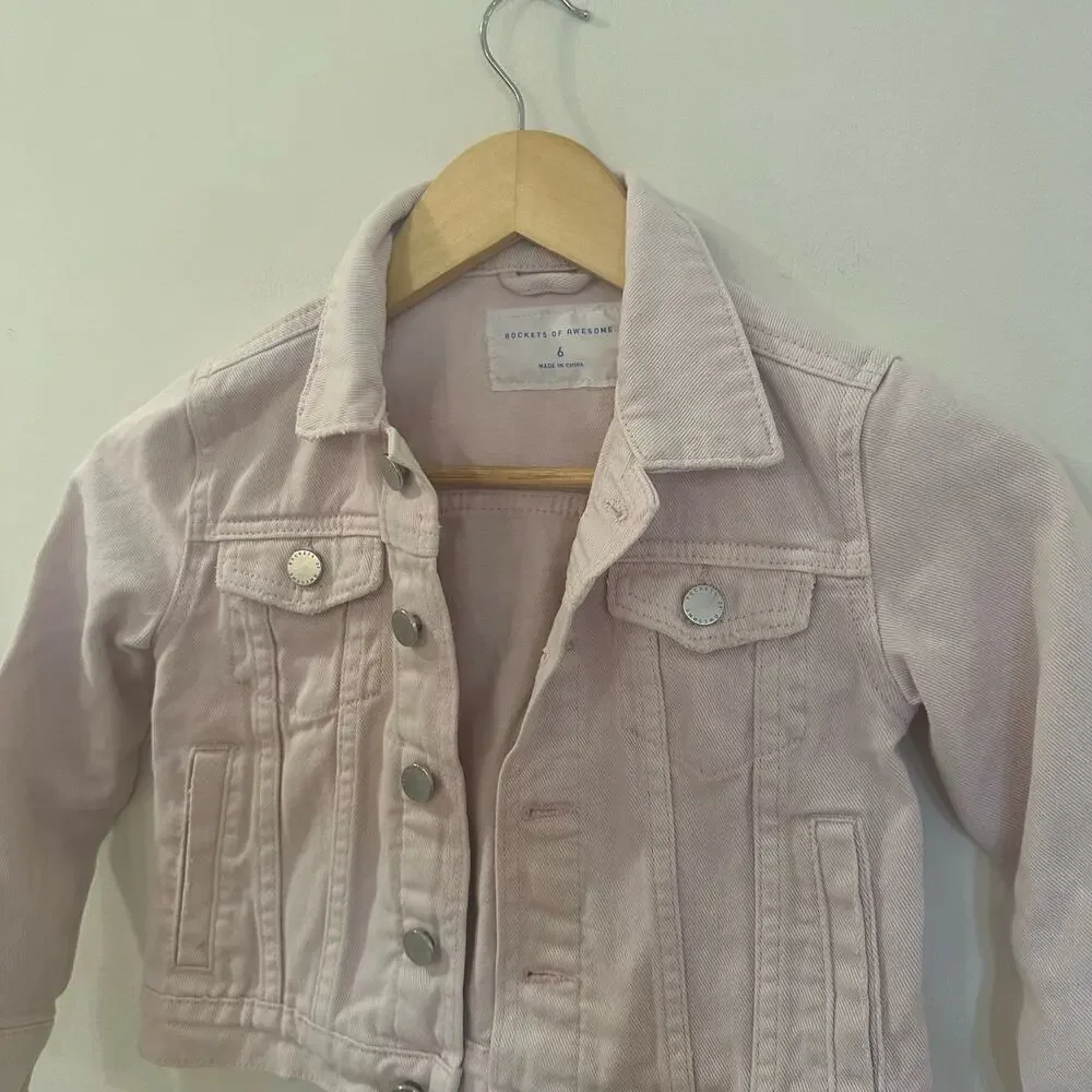 Rockets of Awesome Light Pink Denim Jacket sz 6 Pink Jean Jacket